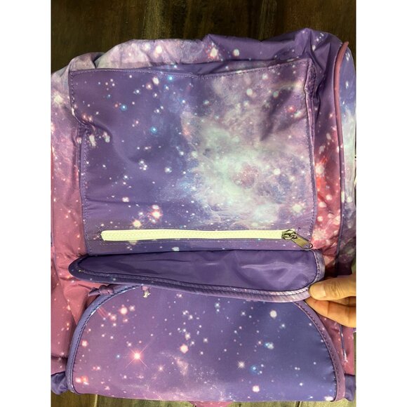 Mossimo Supply Co Galaxy Print Backpack Purple Adjustable Straps Zipper Pockets - Picture 3 of 12